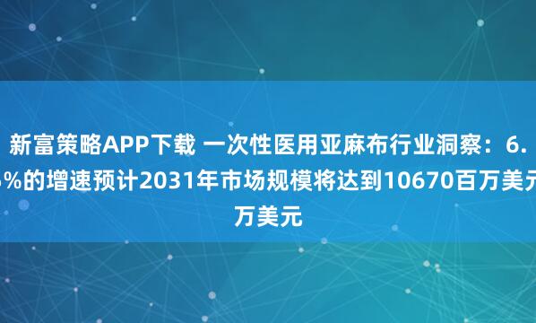 新富策略APP下载 一次性医用亚麻布行业洞察：6.5%的增速预计2031年市场规模将达到10670百万美元