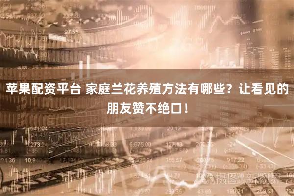 苹果配资平台 家庭兰花养殖方法有哪些？让看见的朋友赞不绝口！