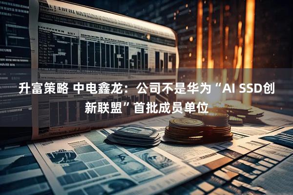 升富策略 中电鑫龙：公司不是华为“AI SSD创新联盟”首批成员单位